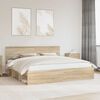vidaXL Bed Frame with Headboard Sonoma 200 x 200 cm Solid Pine Wood