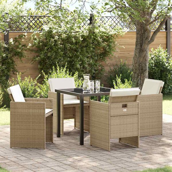 vidaXL Garden Dining Set 5 pcs Beige Poly Rattan