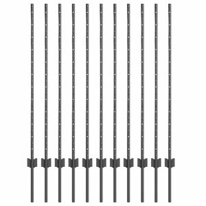 vidaXL Embedded Fence Post 11 pcs Grey 160 cm Powder-Coated Steel