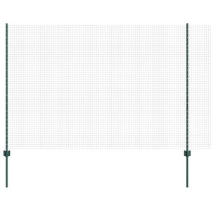 vidaXL Welded Wire Fence with Posts 25 x 1.5 m Galvanised Steel Green