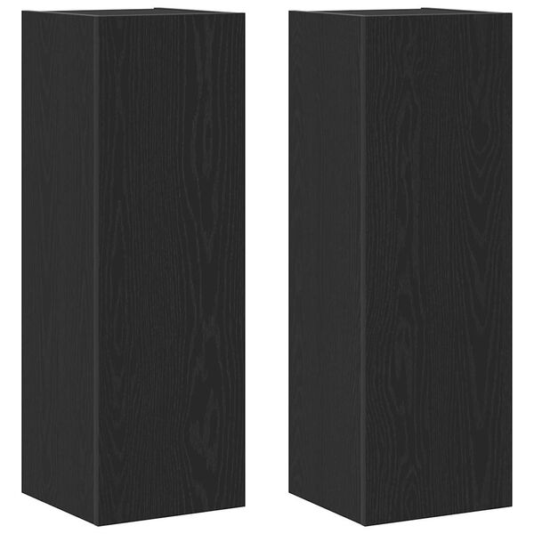 vidaXL Wall TV Cabinet Wall-mounted 2 pcs Black Oak 30.5 x 30 x 90 cm