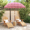 vidaXL Balinese Parasol Pink 215 x 215 x 260 cm Cotton and Wood