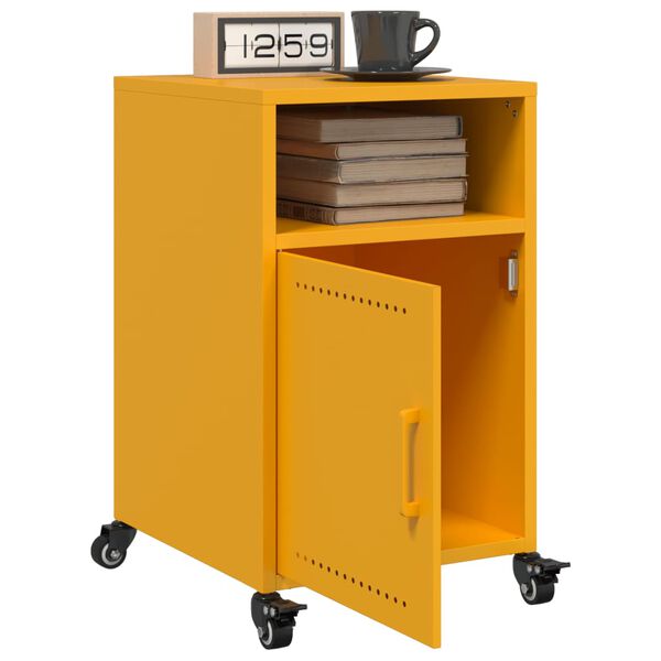 vidaXL Bedside Cabinets 2 pcs Mustard Yellow 36x39x59 cm Steel