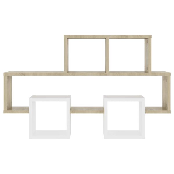 vidaXL Car-shaped Wall Shelf White & Sonoma Oak 82x15x51 cm Engineered Wood