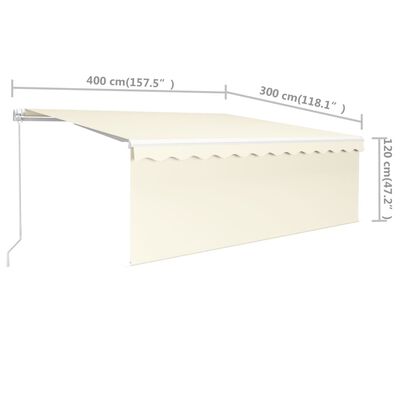 vidaXL Manual Retractable Awning with Blind 4x3m Cream