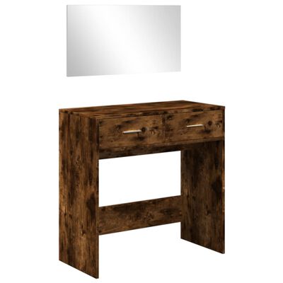 vidaXL Dressing Table with Mirror Smoked Oak 80x39x80 cm