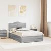 vidaXL Bed Frame with Drawer Grey Sonoma 120 x 190 cm Engineered Wood