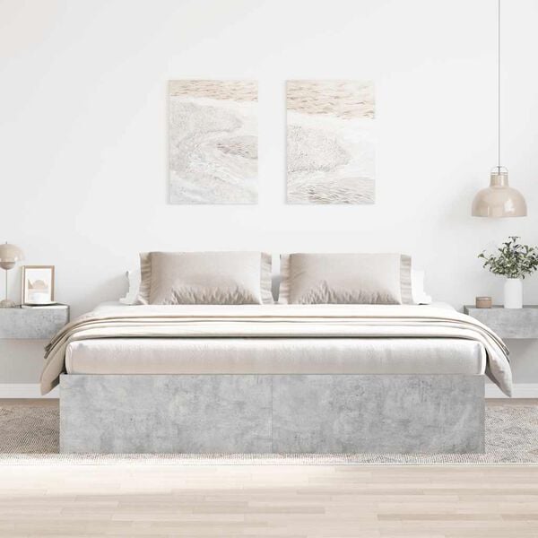 vidaXL Bed Frame without Mattress Concrete Grey 200x200 cm