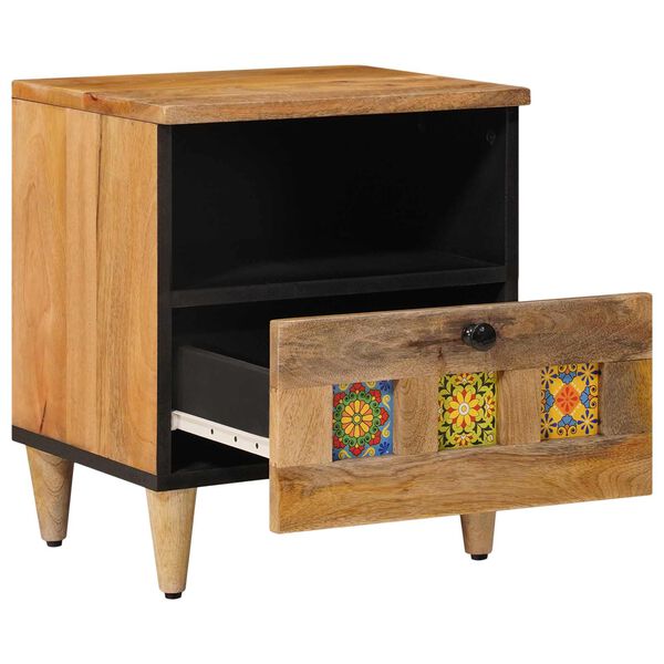 vidaXL Bedside Cabinet Natural 40 x 33 x 46 cm Solid Mango Wood