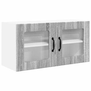 vidaXL Wall Glass Cabinet PORTO Grey Sonoma 80 x 31 x 40 cm
