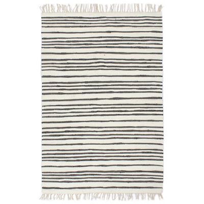 vidaXL Hand-woven Chindi Rug Cotton 120x170 cm Anthracite and White