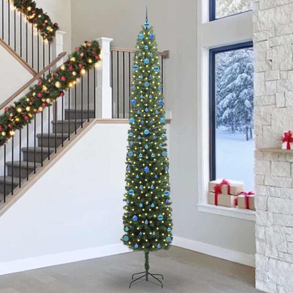 vidaXL Artificial Christmas Tree with 300 LEDs with Stand Green 300 cm