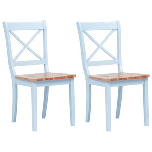 vidaXL Dining Chairs 2 pcs Grey and Natural Solid Rubber Wood