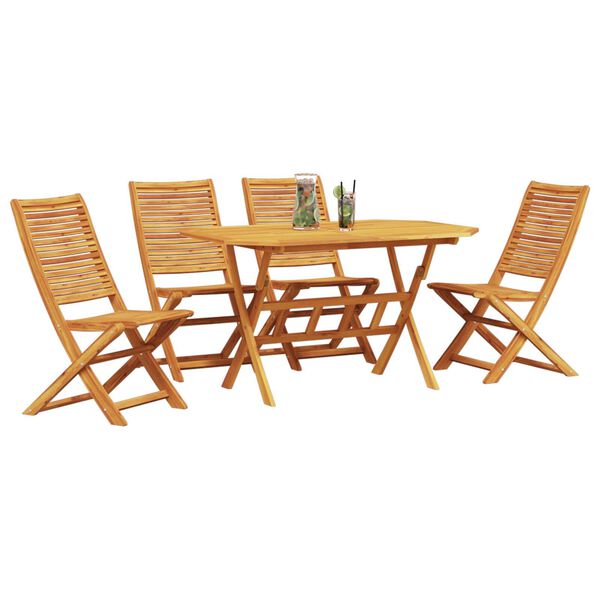 vidaXL Garden Dining Set Folding 5 pcs Brown Solid acacia wood