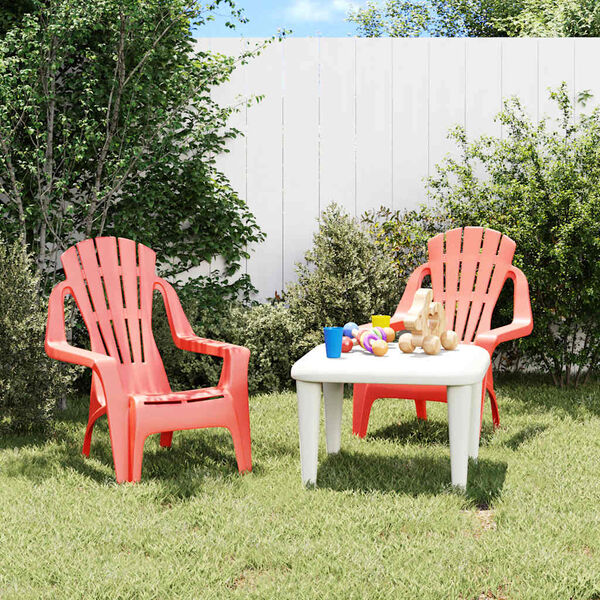 vidaXL Garden Chairs 2 pcs for Children Red 37x34x44 cm PP Wooden Look