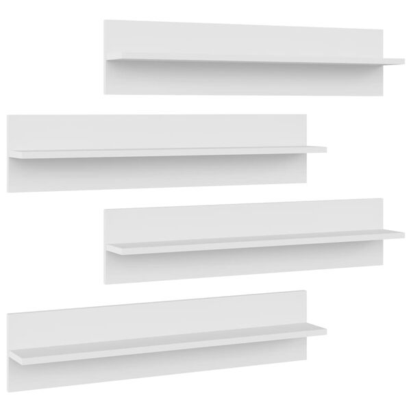 vidaXL Wall Shelf 4 pcs White 80x11.5x18 cm Engineered Wood