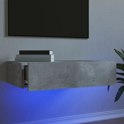vidaXL TV Cabinet with LED Lights Concrete Grey 60x35x15.5 cm