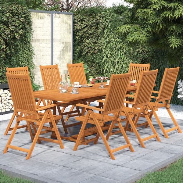 vidaXL 9 Piece Garden Dining Set Solid Wood Acacia 160-240 cm