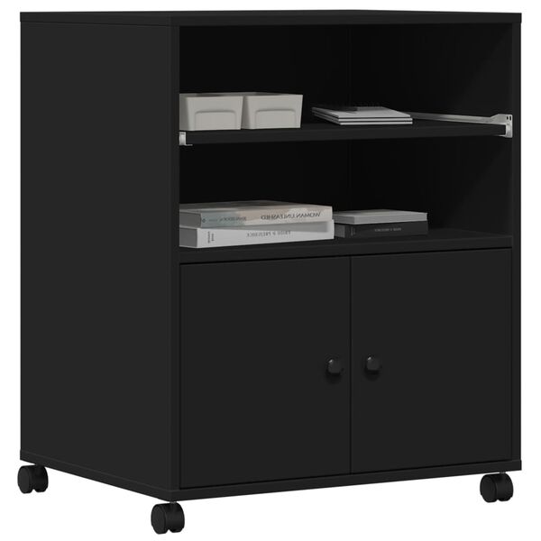 vidaXL Printer Stand with Wheels Black 60x48x74 cm