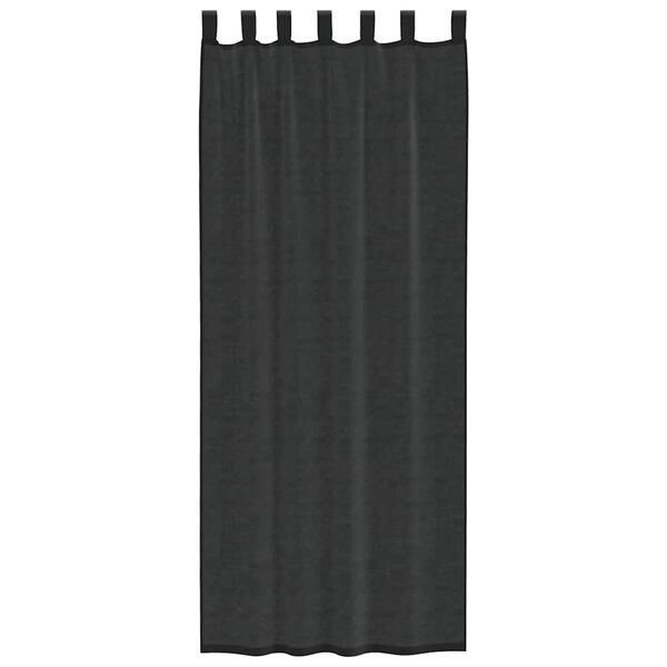 vidaXL Voile Curtains with Tab Top 2 pcs Black