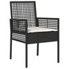 vidaXL Garden Dining Set 3 pcs Black Poly Rattan