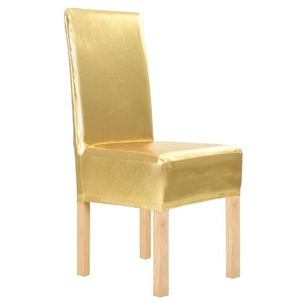 vidaXL 6 pcs Straight Chair Covers Stretch Gold