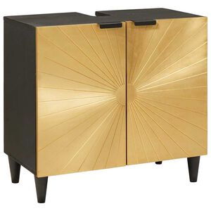 vidaXL Sink cabinet Black and Gold 62 x 33 x 58 cm Solid Mango Wood