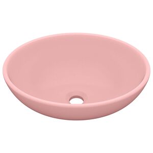 vidaXL Luxury Basin Oval-shaped Matt Pink 40x33 cm Ceramic