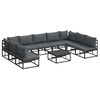 vidaXL Garden Sofa Set with Cushion 10 pcs Black Aluminium