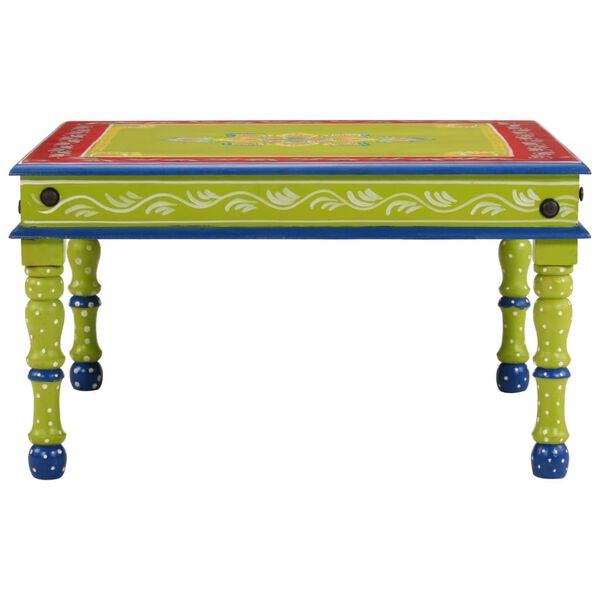 vidaXL Coffee Table Green Hand Painted Solid Wood Mango