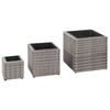 vidaXL Garden Raised Beds 3 pcs Poly Rattan Grey