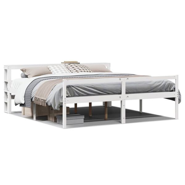 vidaXL Senior Bed with Headboard without Mattress White 200x200 cm