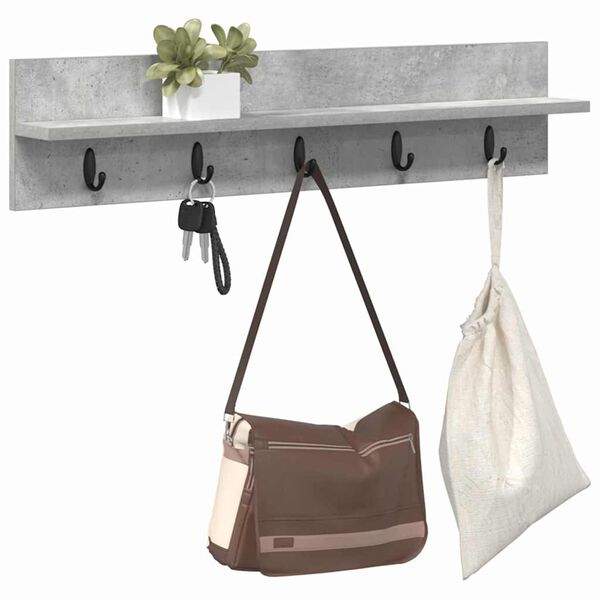 vidaXL Wall-Mounted Coat Rack Concrete Grey 80 x 10.5 x 18 cm