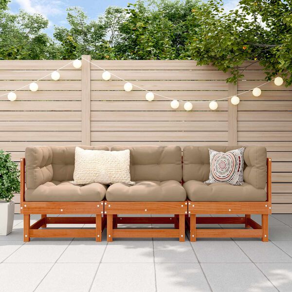 Sectional Sofa Units Wax Brown 183 x 61 x 62 cm Solid Pine Wood