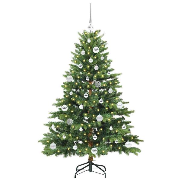 vidaXL Artificial Christmas Tree with 150 LEDs Green 150 cm PE and PVC