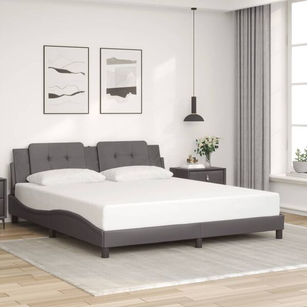 vidaXL Bed Frame with LED without Mattress "Zadar" Grey 180x200 cm