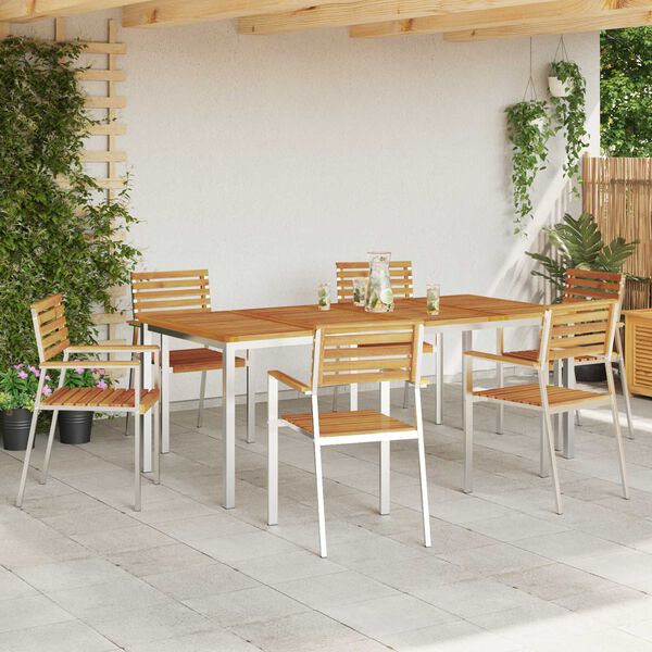 vidaXL Garden Dining Set 7 pcs Brown Solid Acacia Wood
