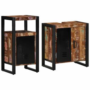 vidaXL Bathroom Furniture Set 2 pcs Multicolour and Black