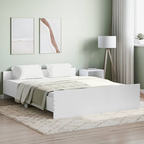 vidaXL Bed Frame without Mattress White 150x200 cm King Size