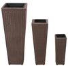 vidaXL Garden Raised Beds 3 pcs Poly Rattan Brown