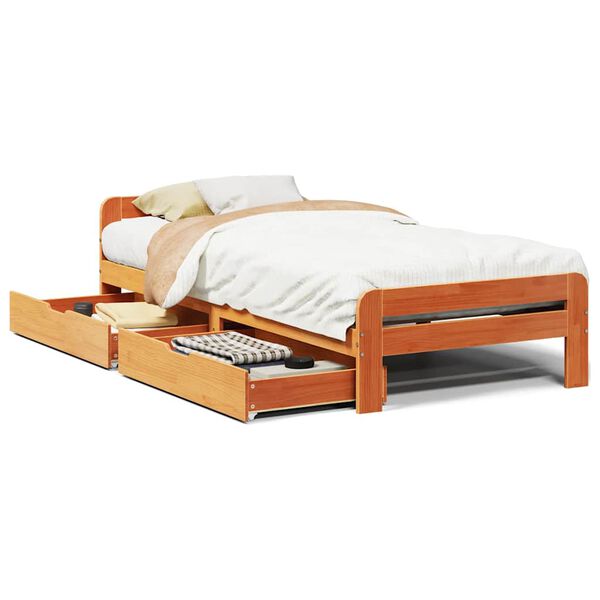 vidaXL Bed frame without Mattress Wax Brown 90x200 cm Solid Wood Pine