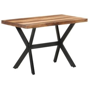 vidaXL Dining Table | Honey | Solid Acacia Wood, Rubberwood, Powder-Coated Steel