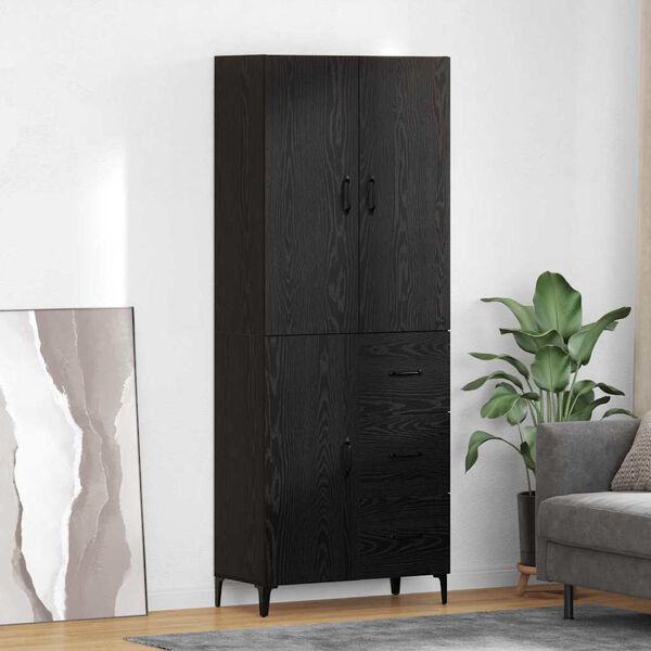 vidaXL Highboard Black Oak 69.5 x 34 x 180 cm Engineered Wood
