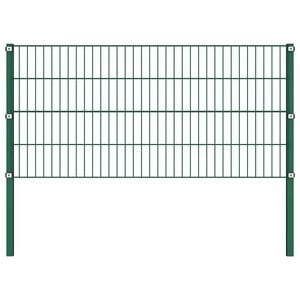 vidaXL Fence Panel with Posts Iron 176,5x80 cm Green