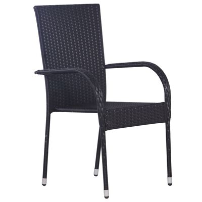 vidaXL Stackable Outdoor Chairs 4 pcs Poly Rattan Black