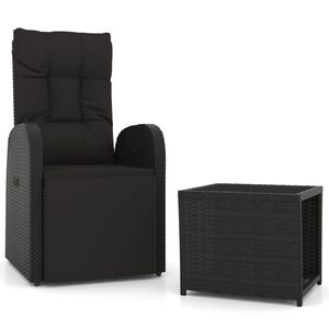 vidaXL 2 Piece Garden Lounge Set Black Poly Rattan&Steel