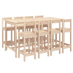 vidaXL 9 Piece Garden Bar Set Solid Wood Pine