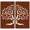 vidaXL Garden Wall Decorations 2 pcs 105x55 cm Corten Steel Tree Design