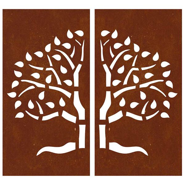 vidaXL Garden Wall Decorations 2 pcs 105x55 cm Corten Steel Tree Design