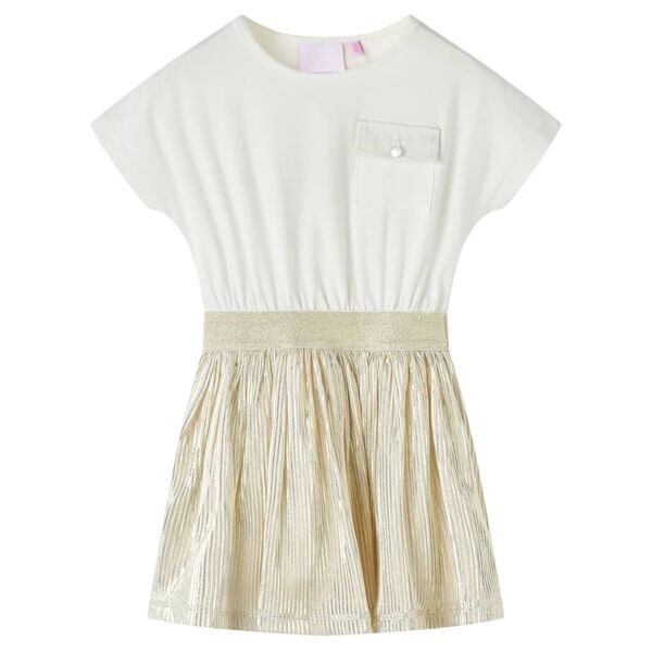 Kids' Dress with Short Sleeves Ecru 128